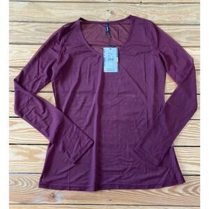 NWT Smash! Barcelona Long Sleeve Mesh Jupiter Top Large Women’s Maroon Pullover